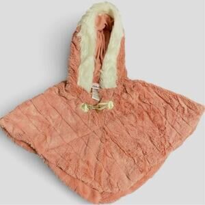 Little Lass Girl's Hooded Poncho Toddler 2T Pink Mauve Pull Over Car Friendly